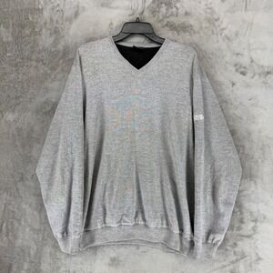 Oscar Jacobson Storm V-Neck Sweater Mens XL Grey Merino Wool Blend 6409 Portugal